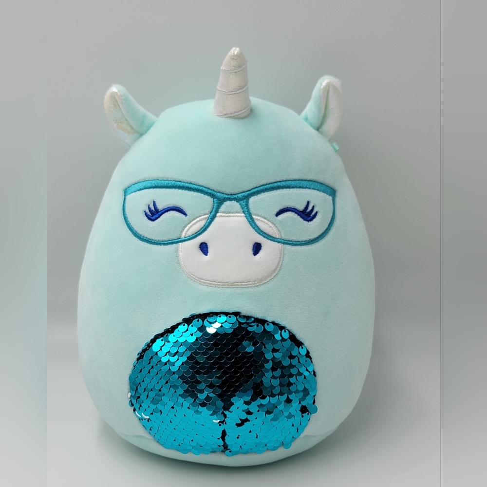 Kelly Toys Squishmallows Nyla Unicorn Pig Glasses & Sequins Turquoise Teal Blue